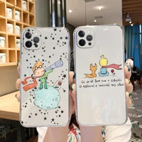 cartoon king little prince earth space fox phone case for iphone 13 11 12 pro xs max 8 7 plus x se 20 xr transparent phone case