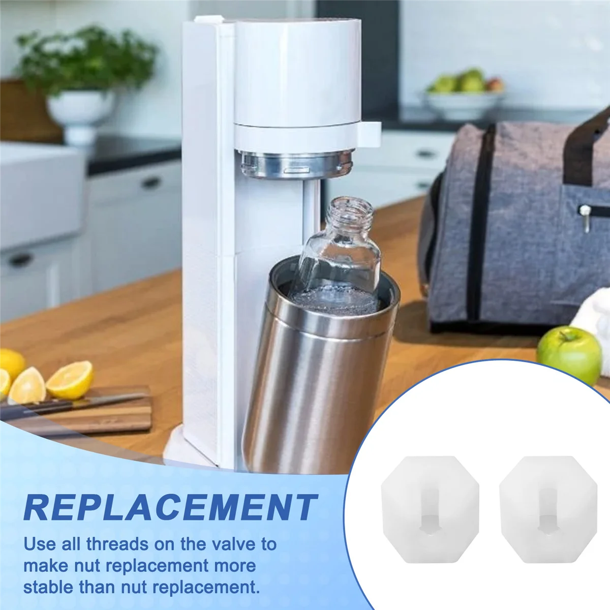 A87Z SodaStream Crystal 1.0 2.0 Набор сменных гаек для сопла из двух шт., быстроразъемный разъем CO2, безопасное газовое уплотнение (art.: 3920ccc2a2e28) - 3920ccc2a2e28