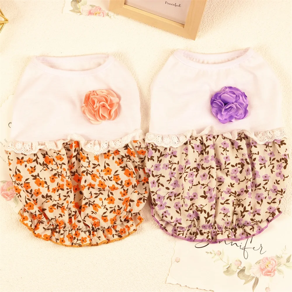 

Princess Dog Cat Dress Floral Pattern Pet Puppy Fairy Skirt Spring/Summer Clothes Outfit 5 Sizes
