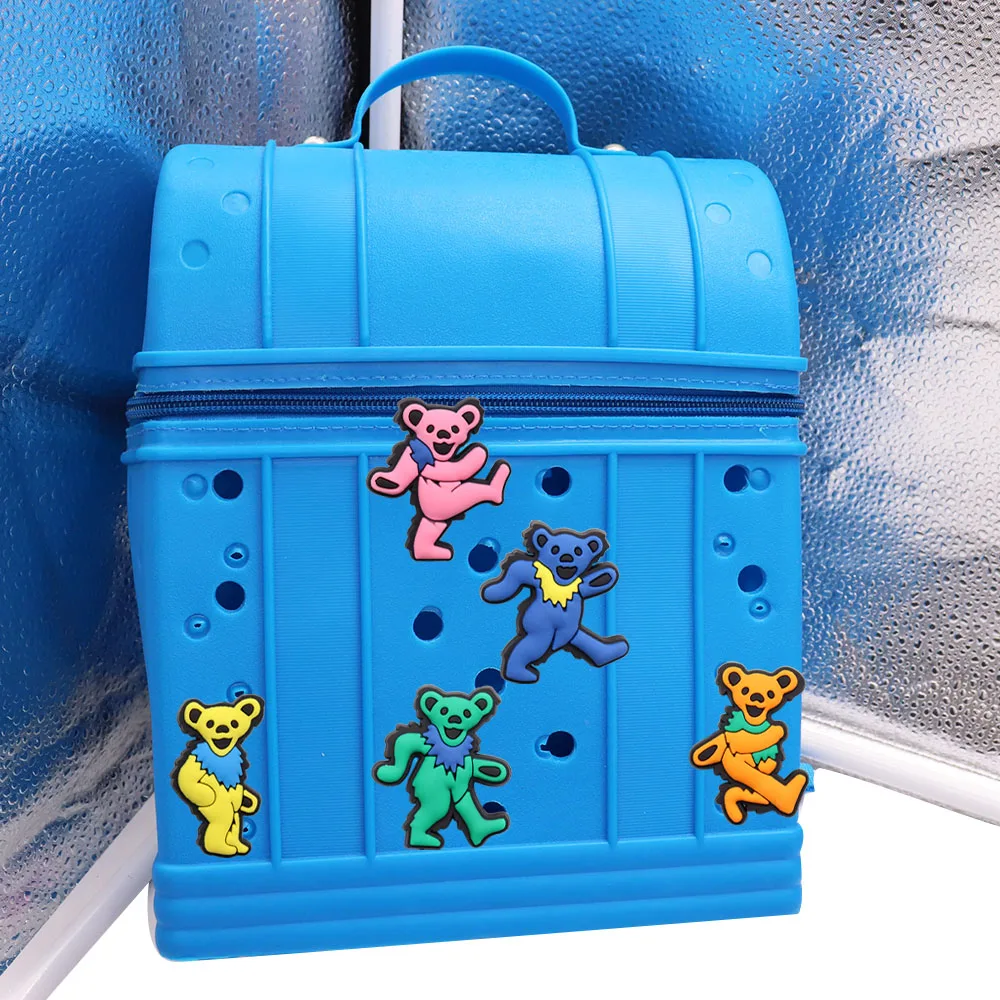 

Mix 50PCS PVC Hole Shoes Ornaments Kawaii Colorful Bear Croc Jibz Buckle Silicone Croc Slipper Accessories Decorations
