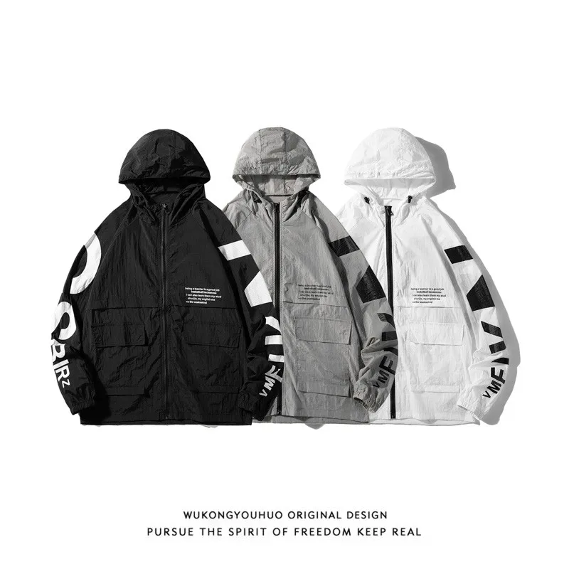 

Мужская куртка с принтом алфавита, куртка с капюшоном на молнии, быстросохнущая Спортивная уличная ветрозащитная куртка, Спортивная Женска...