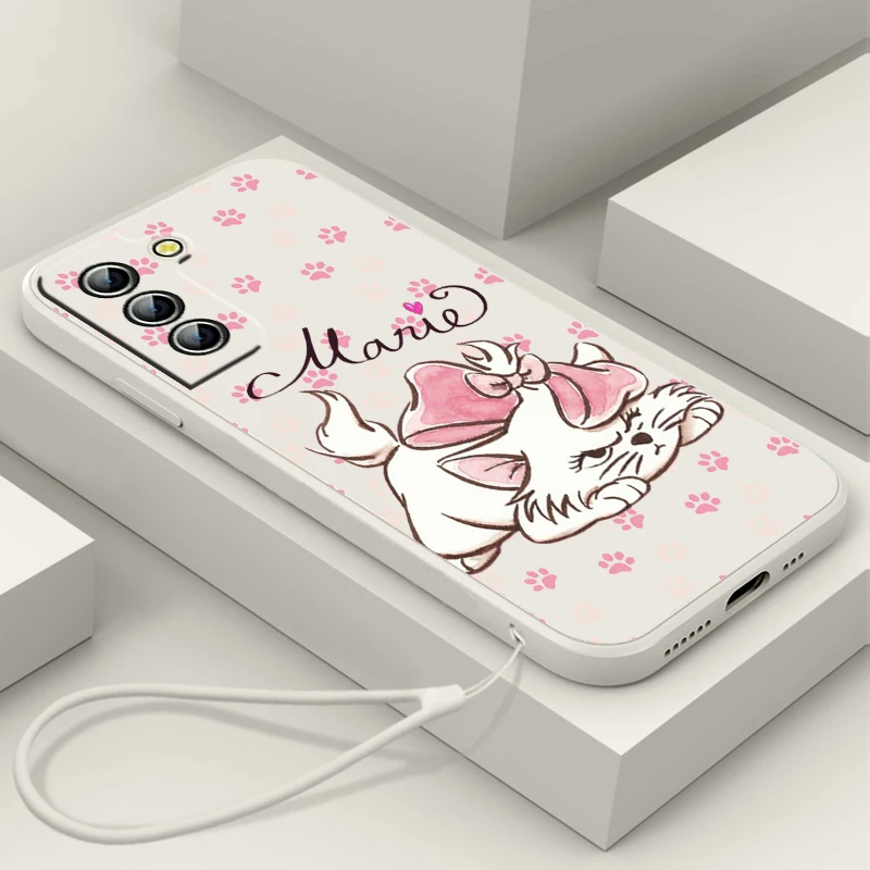 

Anime Marie Cat For Samsung Galaxy S23 S22 S21 S20 S10 S9 Ultra Plus Pro FE Liquid Rope Silicone Soft Phone Case Coque Capa