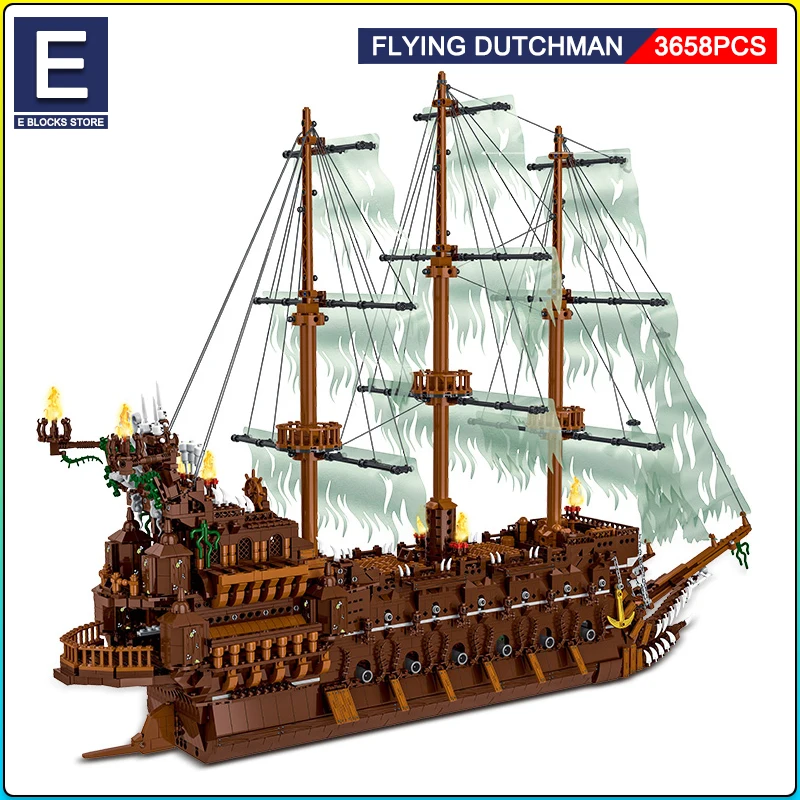 

Конструктор MOC пиратский корабль, летающий голландец, большой парусный корабль, совместимый с Lego, Карибский кирпич, детские игрушки, подарки...