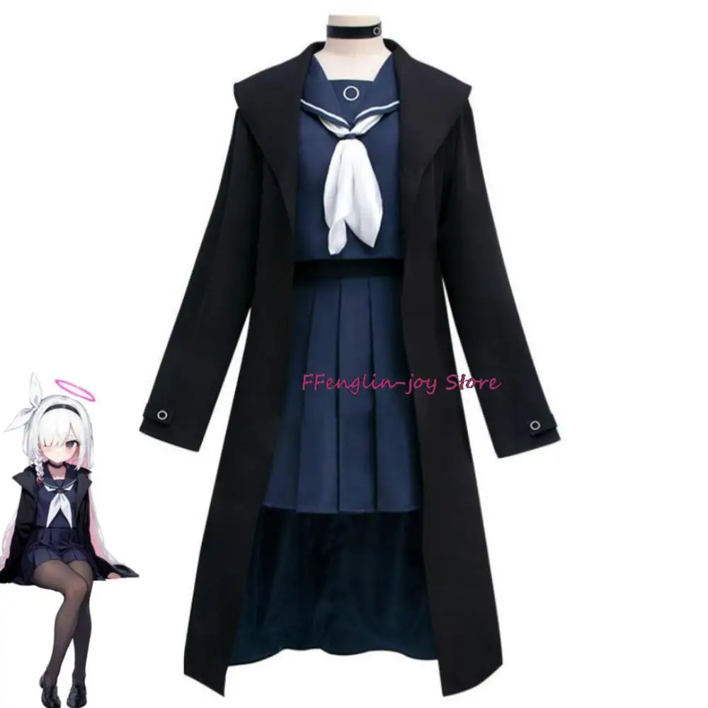 

Game Blue Archive Project MX Planetarium Purana Cosplay Costume Anime Black Trench Sailor Uniform Hallowen Carnival Party Suit