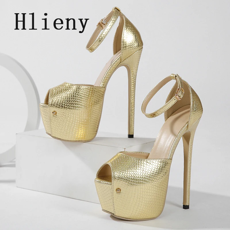 Hlieny размер 35–42 золотистые пикантные женские туфли-лодочки с открытым носком на
