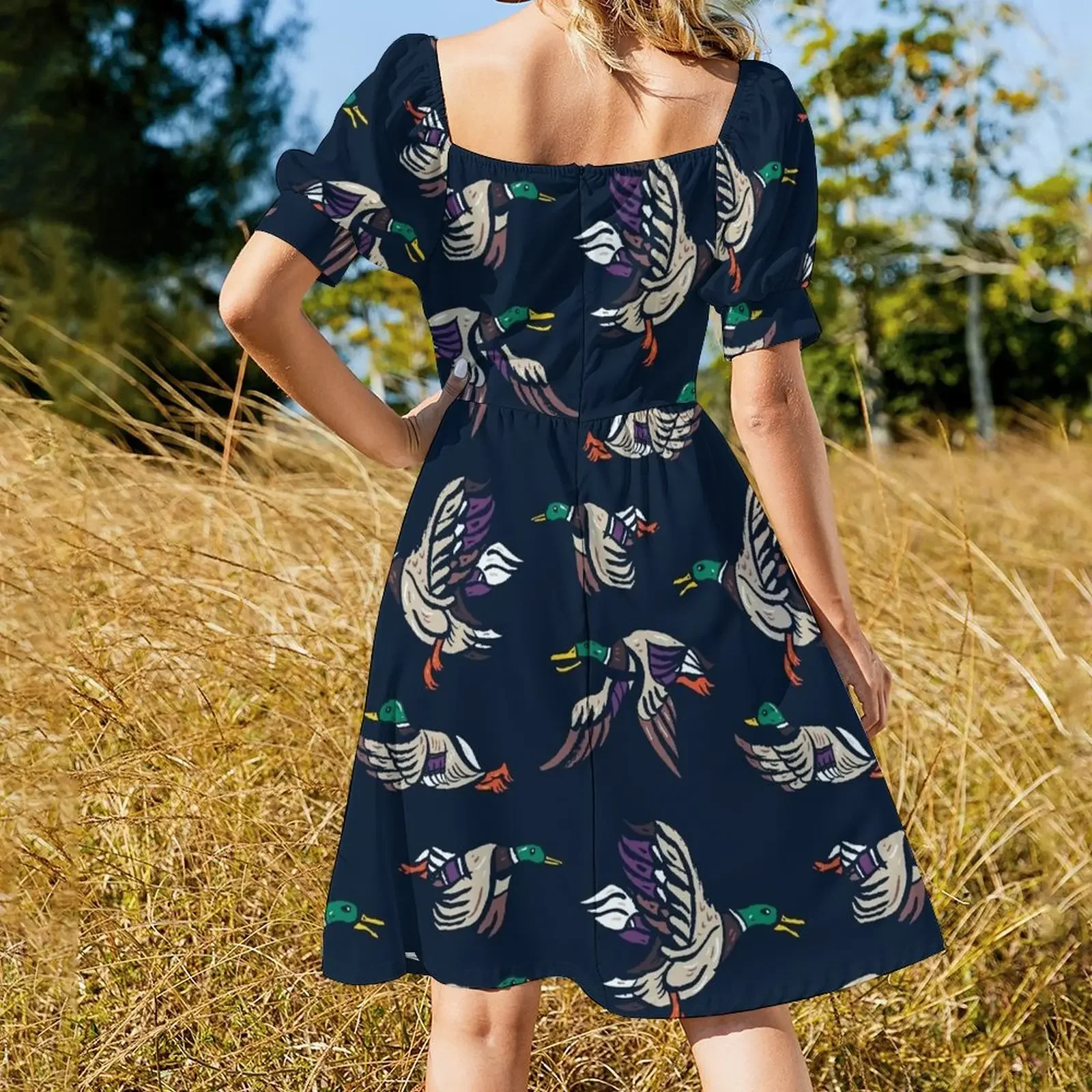 Мужское платье из кряква с утками и кистью короткими рукавами платья для