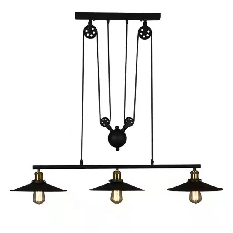 

Vintage 3 Head Pendant Lights Iron Pulley Dish Lamp Loft Hanging Lamp E27 110-240V Bar Kitchen Home Decor Edison Light Fixtures