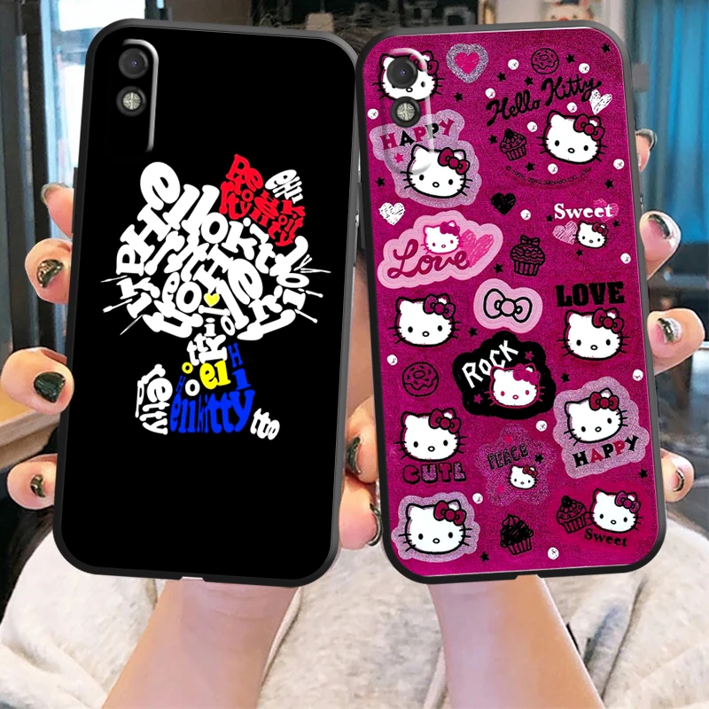 

Cute Hello Kitty Kromi Phone Case For Xiaomi CC9 CC9e 10S 10 Pro 11 11 Lite 11 Pro 10 Soft Funda Coque Liquid Silicon Black