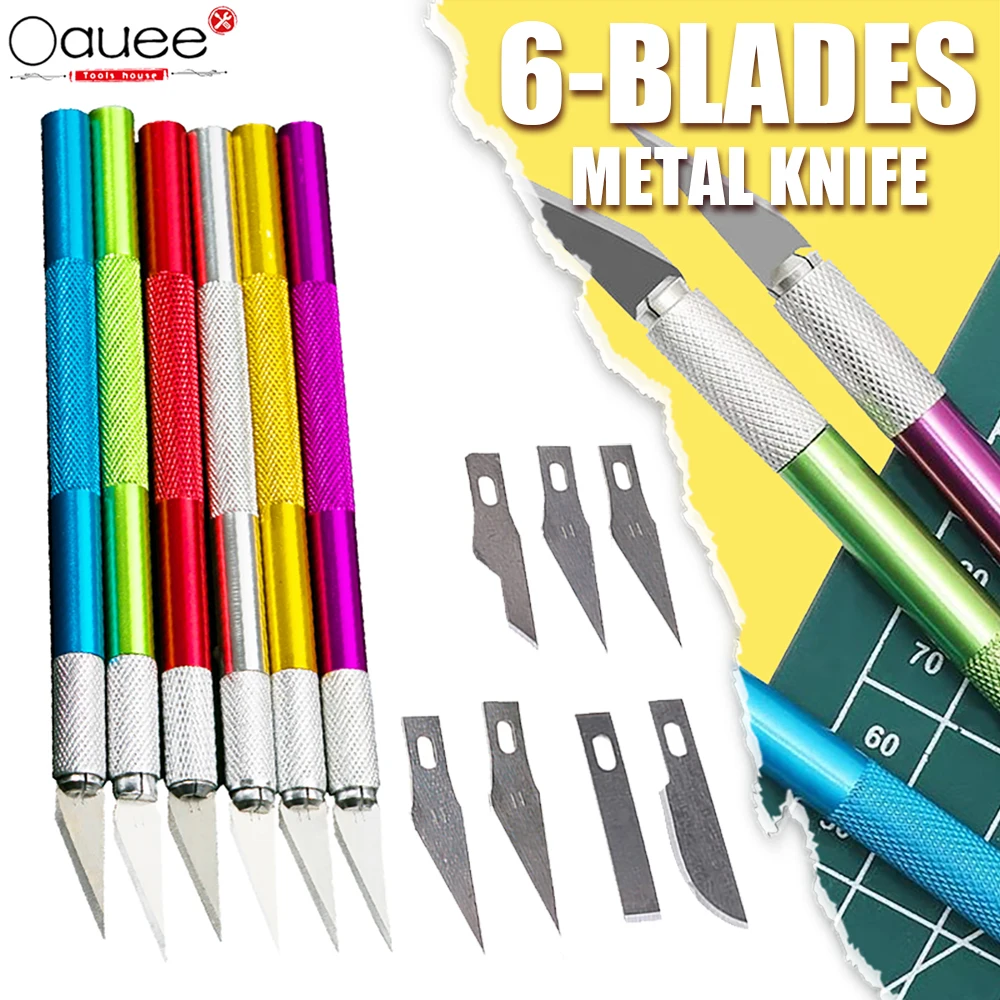 

Metal Scalpel Knife Pocket Knife Non-slip Cutter Engraving Craft Knives for Mobile Phone Laptop PCB Repair Hand Tools 6-Blades
