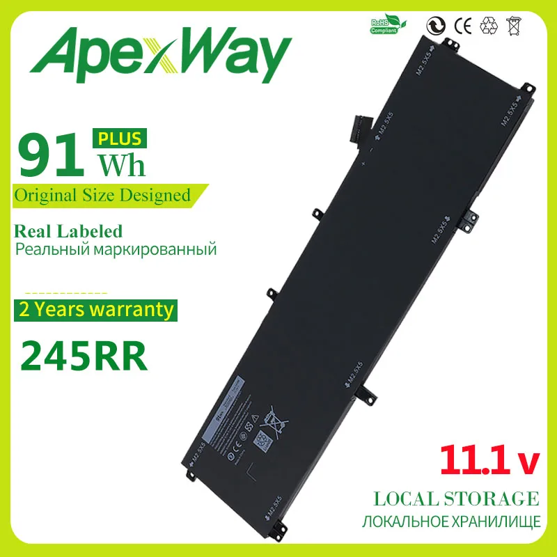

ApexWay 91WH 11.1V 245RR Laptop Battery for Dell XPS 15 9530 9535 Precision M3800 TOTRM H76MV 7D1WJ Free 2 Years Warranty