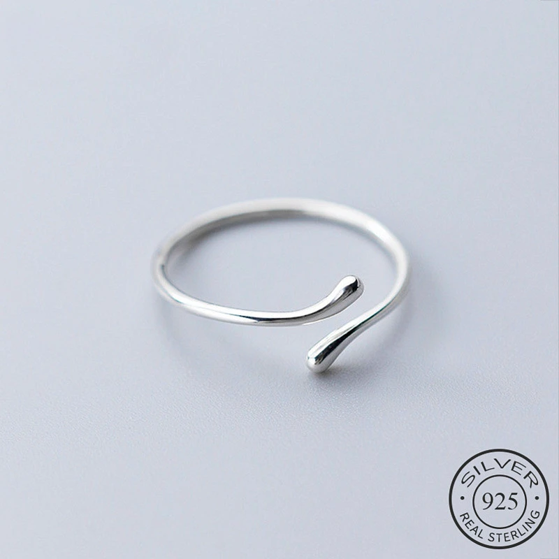 

Real 925 Sterling Silver Geometric Adjustable Ring For Fashion Women Party Fine Jewelry Minimalist Punk Accessories