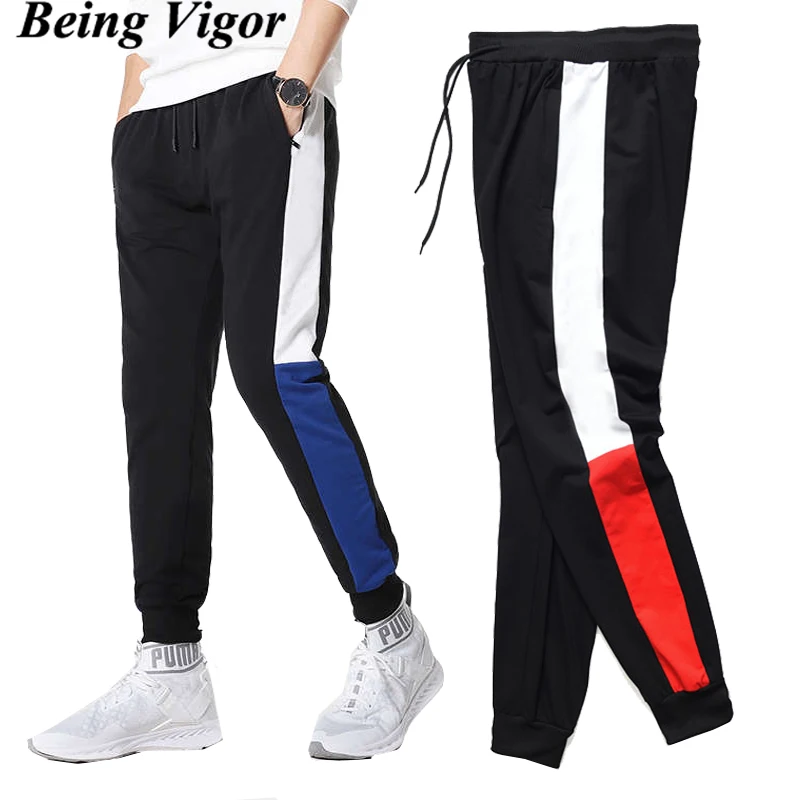 Брюки мужские в полоску джоггеры повседневные штаны эластичные спортивные под