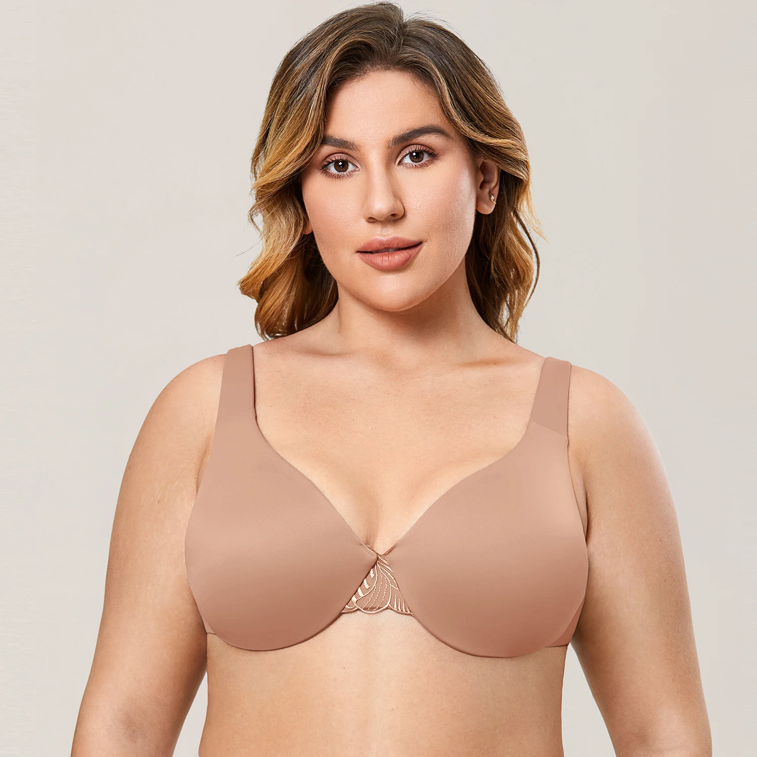 Women's Plus Size Lace Minimizer Underwire Full Coverage Non-padded Seamless Bra