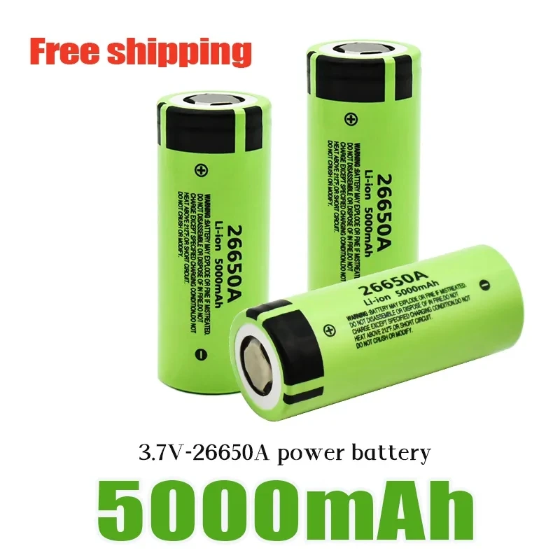 

NEW 3.7V 26650 Battery 5000mAh Li-ion Rechargeable Battery For 26650A LED Flashlight Torch Li-ion Battery Battery pack batteries