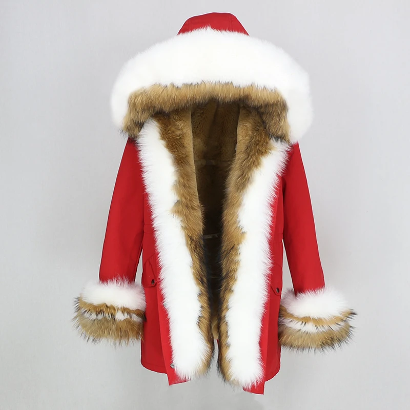 

Aoottii 2022 Winter Jacket Women Real Fur Coat Thick Warm Natural Fox Fur Collar Hood Parka Outwear Faux Fur Liner Streetwear Ne