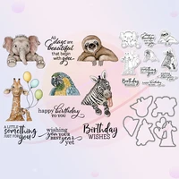 cute forest animals zoo cutting dies clear stamp scrapbooking accessories diy metal cut dies silicone stamps for cards decor