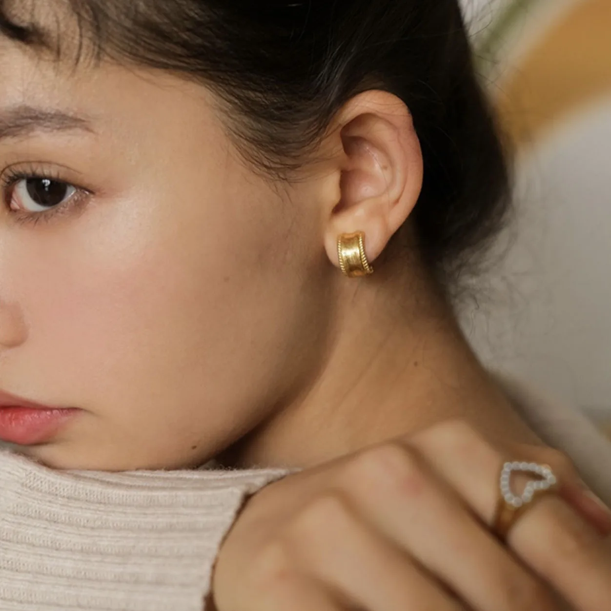 

Vintage Simple Artistic Style S925 Sterling Silver Gold-plated Earrings Fried Dough Twists Earrings Women's Earrings