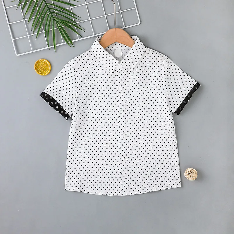 

2022 Summer Children T-shirt Short Sleeve Single Breasted Dot White Cute Designer Casual Fashion Baby Girl Or Boys T-shirt 4-7T