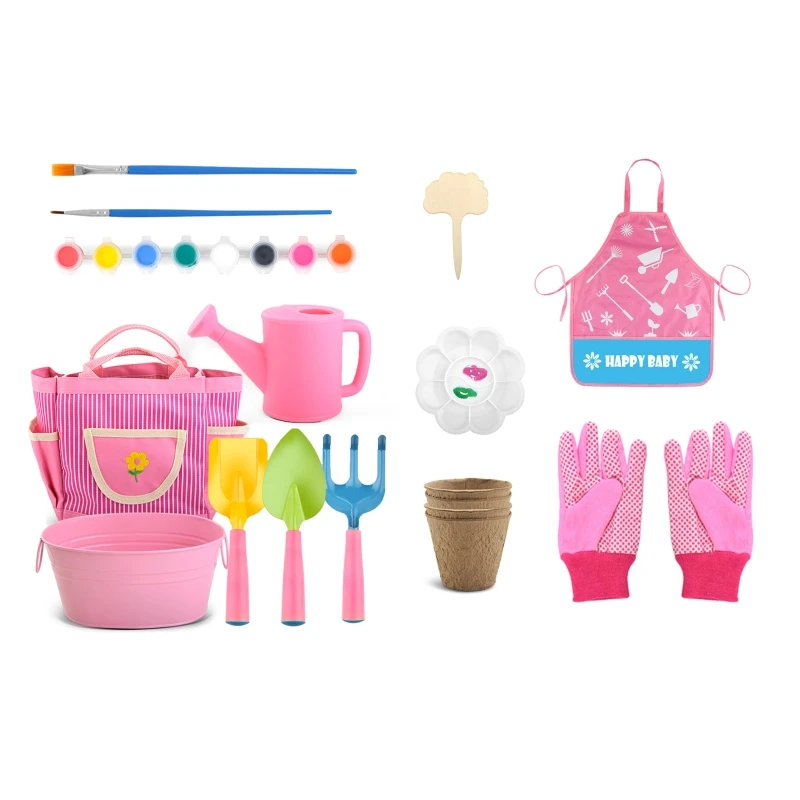 

Children Garden Tools Kids Gardening Tool Set Metal Spade shovel rake pail Outdoor Planting Tools