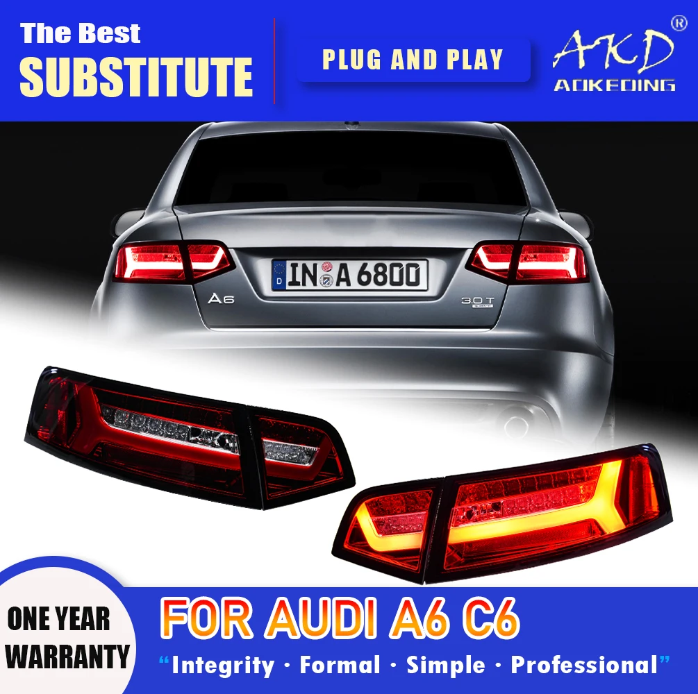 Задняя фара AKD для Audi A6 светодиодный Tail 2008-2011 A6L задний противотуманный тормоз
