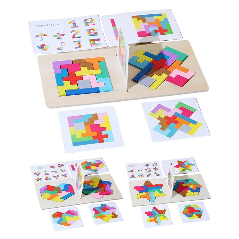 Пазл деревянный в форме цветного блока 3-5 дюймов