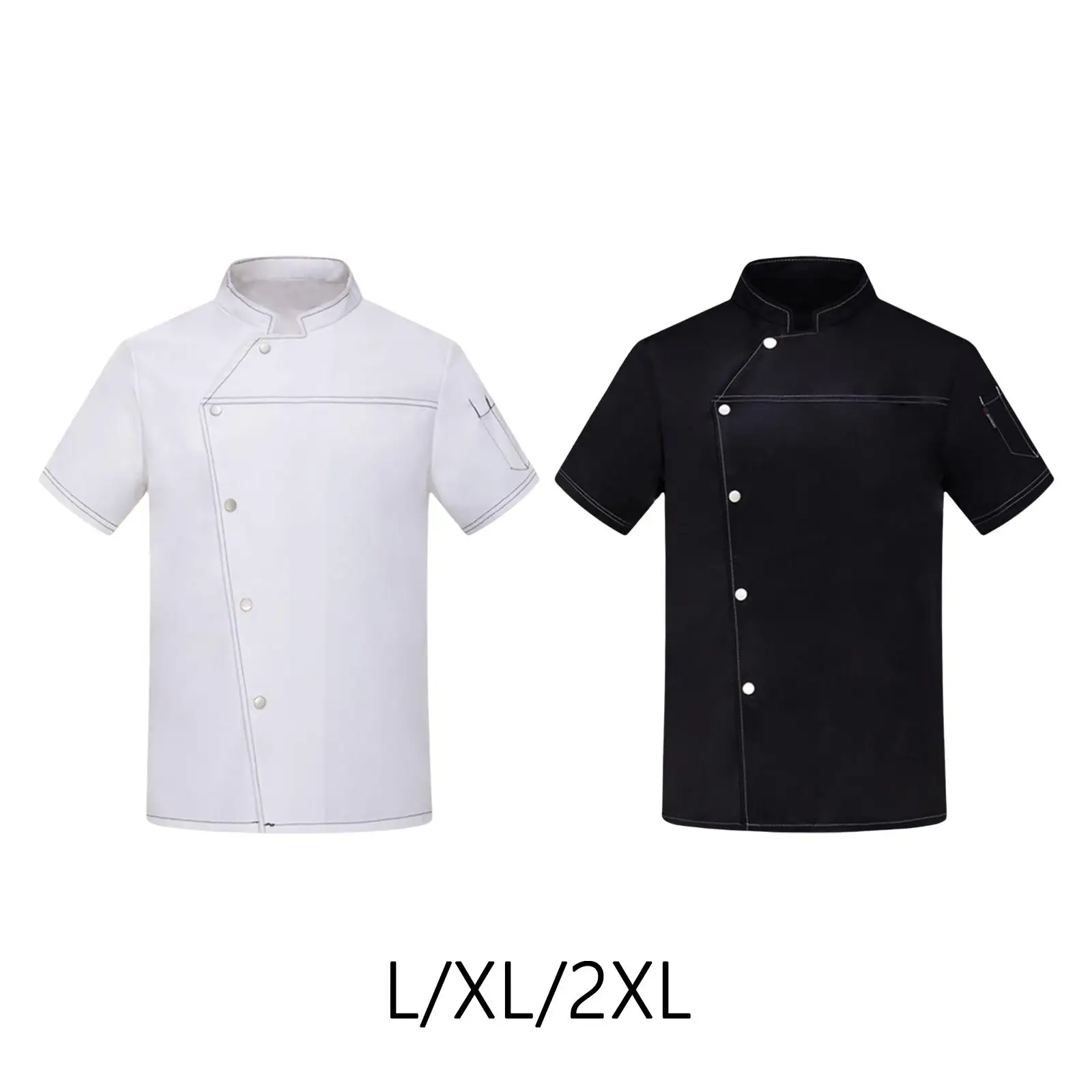 

Chef Jacket Short Length Sleeve Waiter Waitress Apparel Cooker Workwear Comfortable Chef Coat for Restaurant Bakery