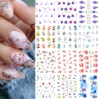 12 шт.  Компл. Фиолетовые цветочные листья водные наклейки и наклейки для дизайна ногтей украшение для дизайна ногтей синяя бабочка переводной слайдер для ногтей