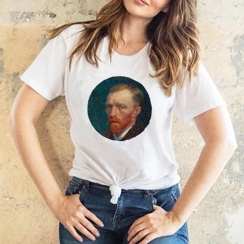 

90s Vintage Tshirt Fashion Top Tees Female New Harajuku Aesthetic T Shirts Women Oil Painting Funny T-shirt Classic