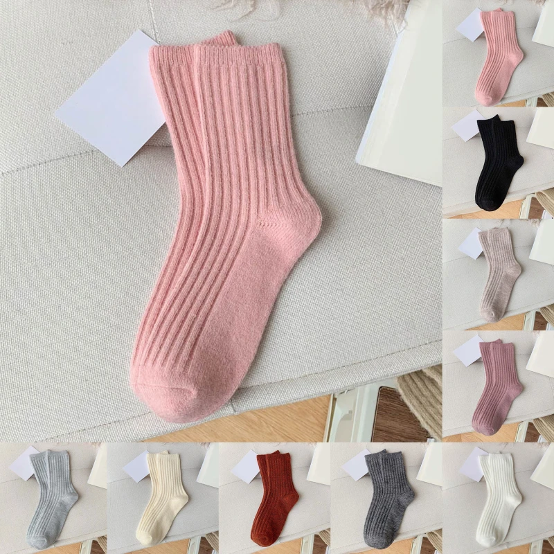 

Winter Thicker Cashmere Wool Women Socks Casual japanese fashion Solid Color Long Sock Girls Thermal Warm Crew Sock