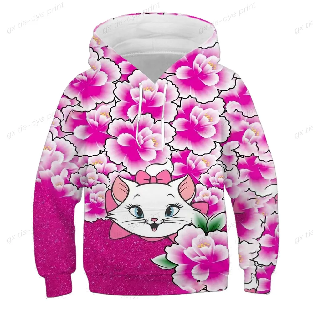 

Женская одежда в стиле Харадзюку, пуловер с 3d рисунком милого кота Мари, повседневные топы, худи, винтажная Детская толстовка в эстетическом стиле для девочек