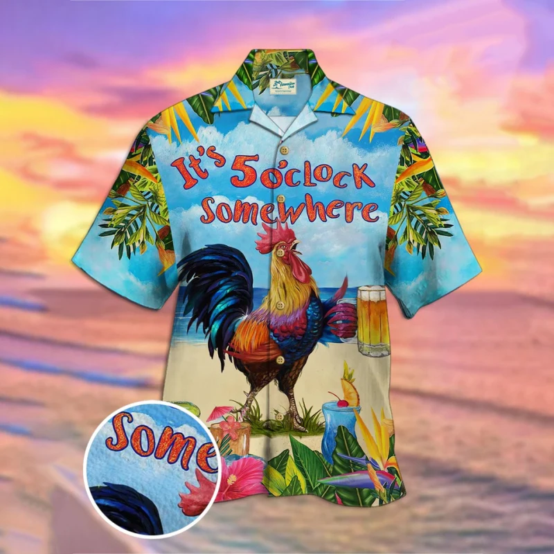 New Summer Hot Selling Men's Shirt 3D Digital Printing Cartoon Animal Men's Short-sleeved Beach Oversized Fun Men's Clothing