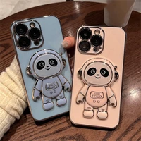 soft electroplated folding stand phone case for iphone 11 12 13 pro max xs x xr 7 8 plus mini se 2020 silicone astronaut cases