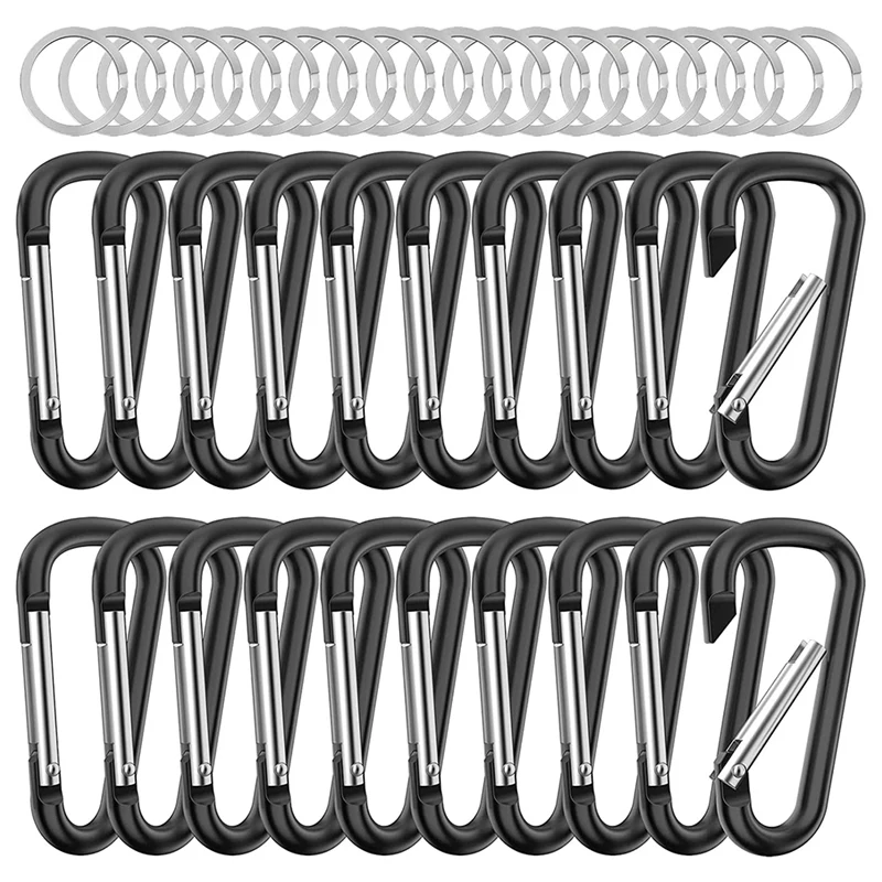

20PCS 2.28Inch Small D Ring Carabiner Clip Keychain,Multipurpose Key Clip Carabiner For Camping Fishing Hiking Traveling
