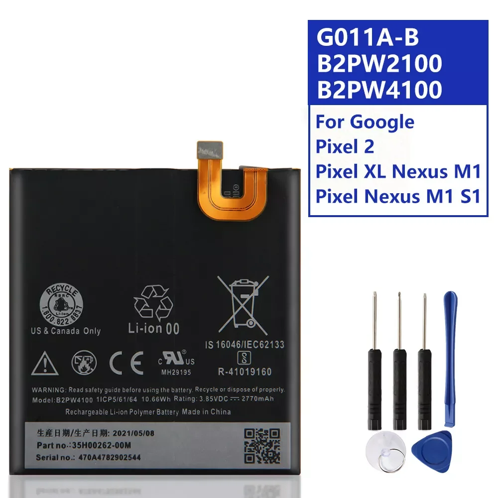 

NEW2023 Original Replacement Battery For HTC Google Pixel 2 Pixel 2B Muski G011A-B Pixel XL Nexus M1 B2PW2100 Pixel Nexus M1 S1