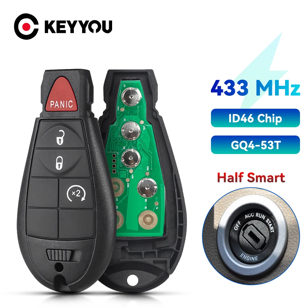 KEYYOU Half Smart для Dodge Caravan RAM 1500 2500 3500 4500 2013-2018 433mhz PCF7961A/ 46 |