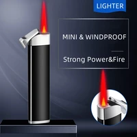 metal mini red jet flame cigarette lighter windproof inflatable gas butane lighter smoking accessories for weed cute for girls