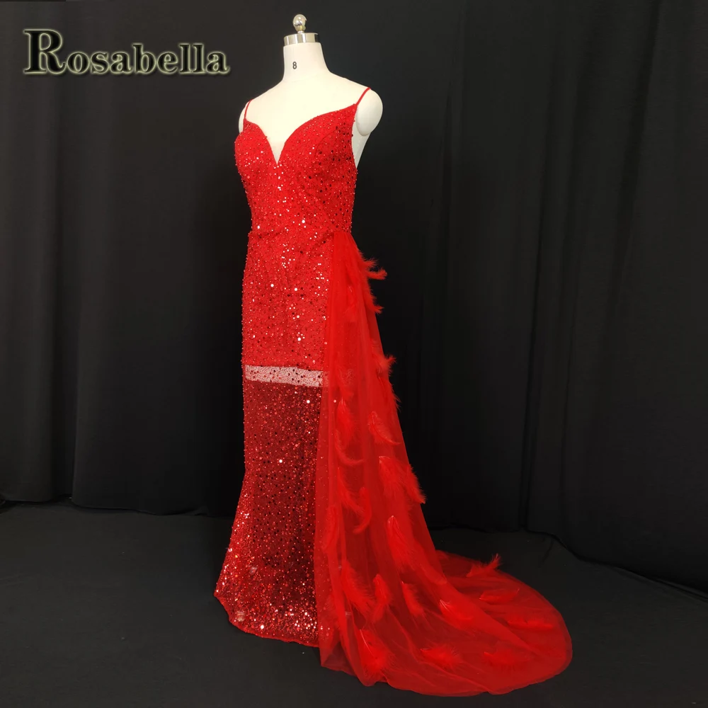 

Sequin Feather Detachable Evening Dresses Homecoming Special Occasion Prom Women Civil Cocktail Party Custom Made Robe De Soiree