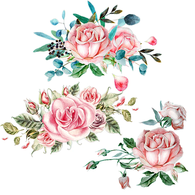 

QCF196 Elegant Rose Bouquet Aesthetic Style Wall Sticker Art For Home Decoration