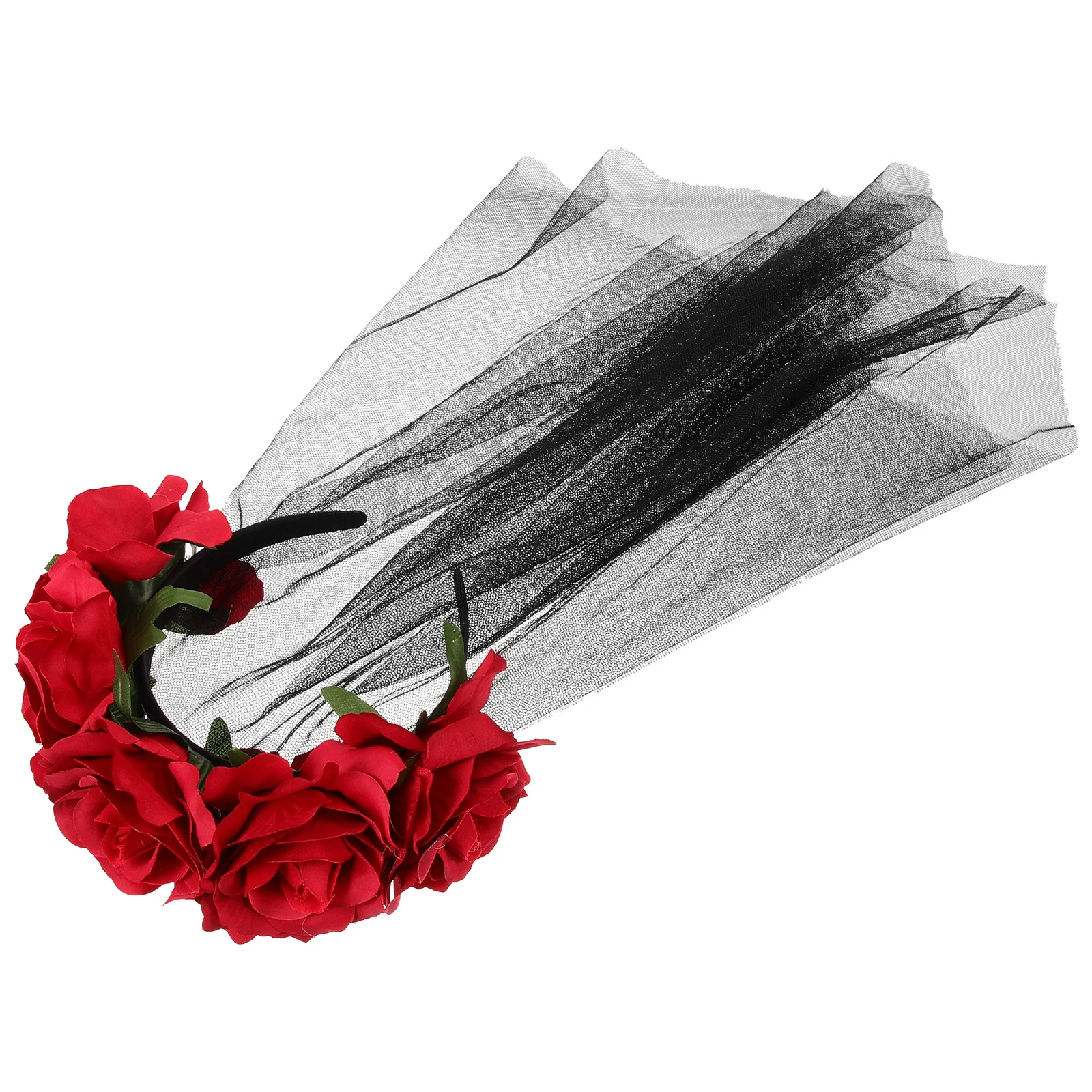 Черная вуаль невесты повязка на голову Хэллоуин с розой готическая одежда