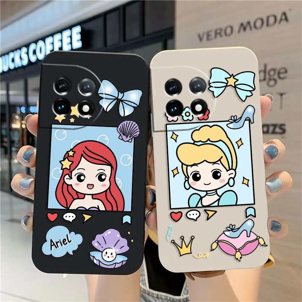 

Case For Oneplus 11 10 9 9R 9RT 8 8T 7 7T ACE 2 2V NORD CE 2 Lite Pro Colour Simple Liquid Case Cartoon Princess Ariel