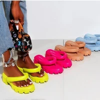 hot pink clip toe slippers for women 2022 summer fashion chunky platform flip flops woman thick sole wedges sandals beach slides
