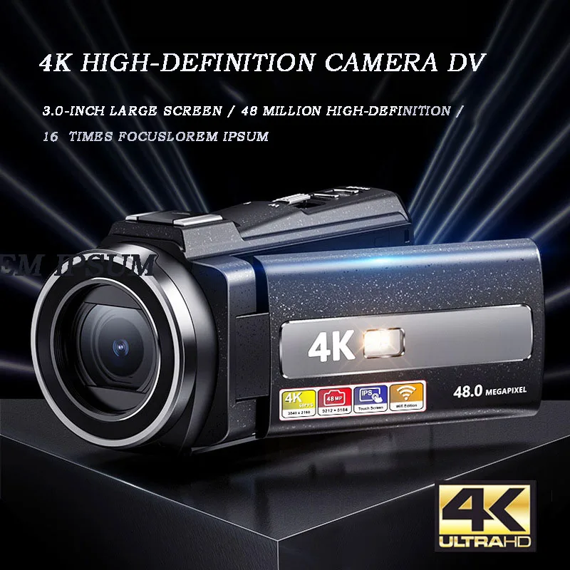 Цифровая камера 4k с высоким разрешением, ручная профессиональная Wi-Fi камера с 4,3-дюймовым ЖК-экраном высокого разрешения, устройство DV для домашнего использования