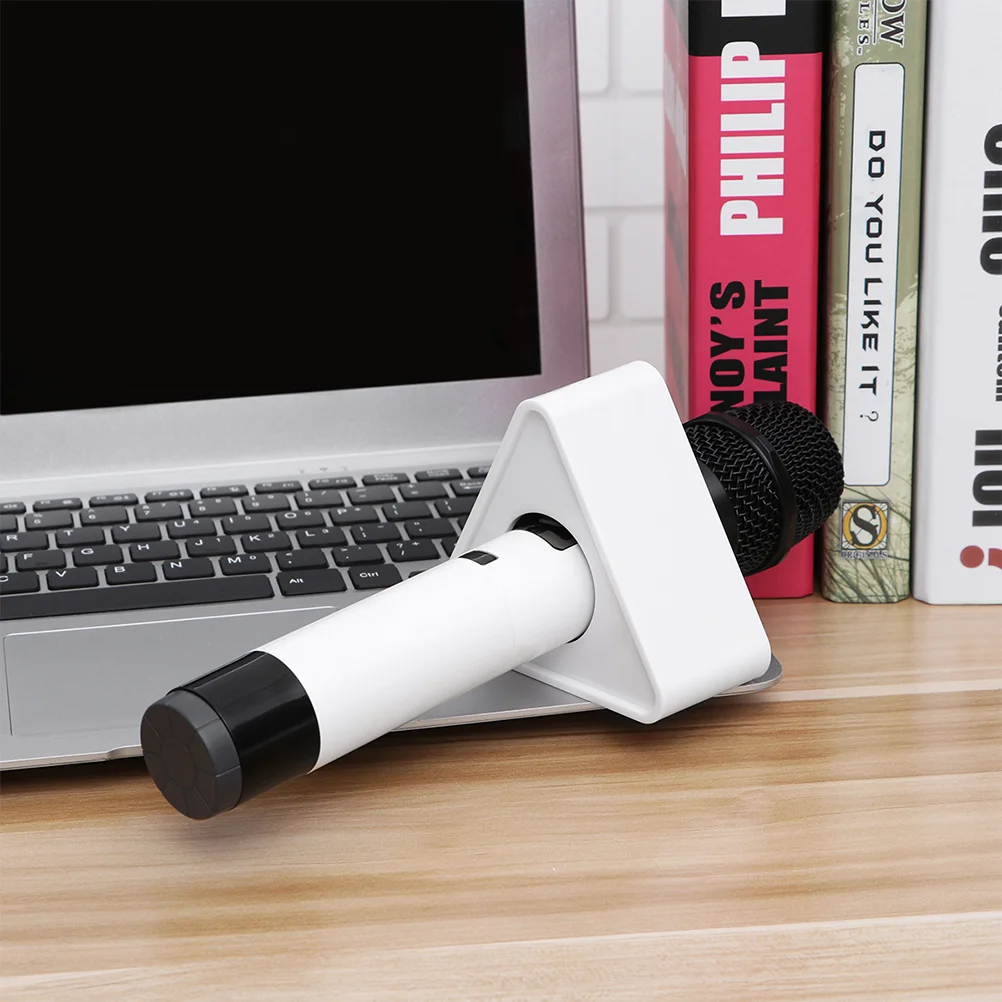 

2Pcs Microphone Station Logo Square Portable Triangular Flag Stand Mic Supply for Reporter Interview