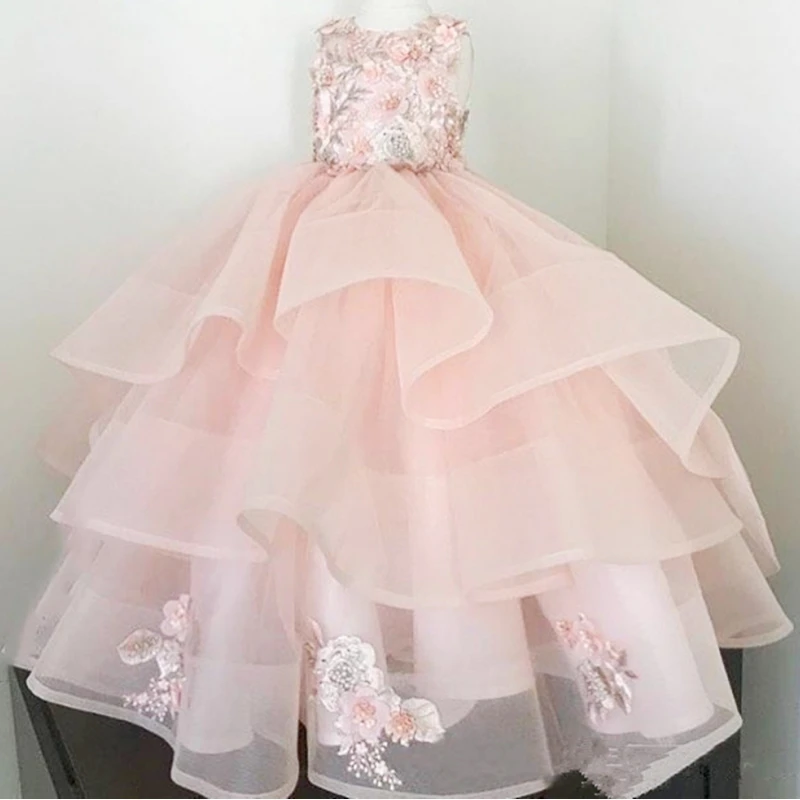 

Retro Flower Girl Dresses Applique Fluffy Tulle For Weddings Pretty First Communion Lovely Little Girl Pageant Dress Gowns