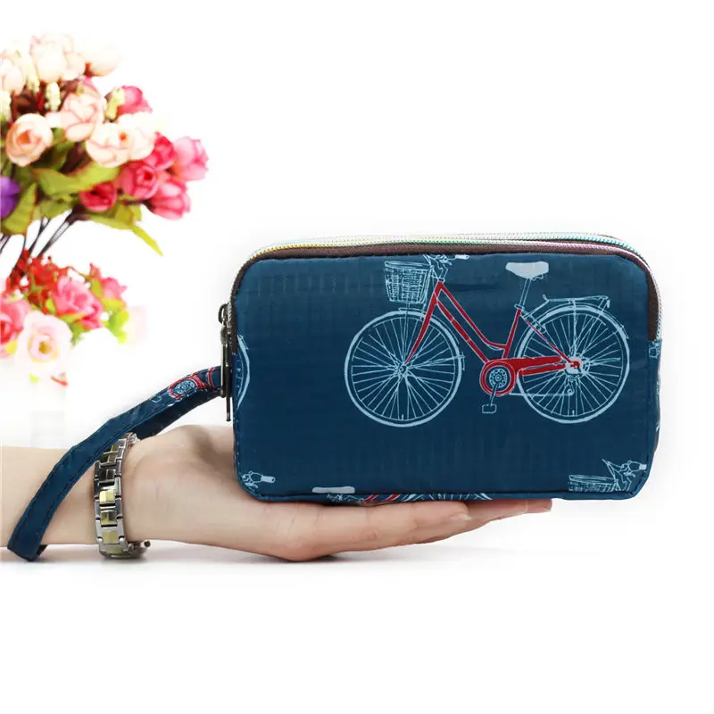 2023 Women's Cell Phone Wallet Dropshopping Girls Fabric Printing Three Zipper Long Coin Purse