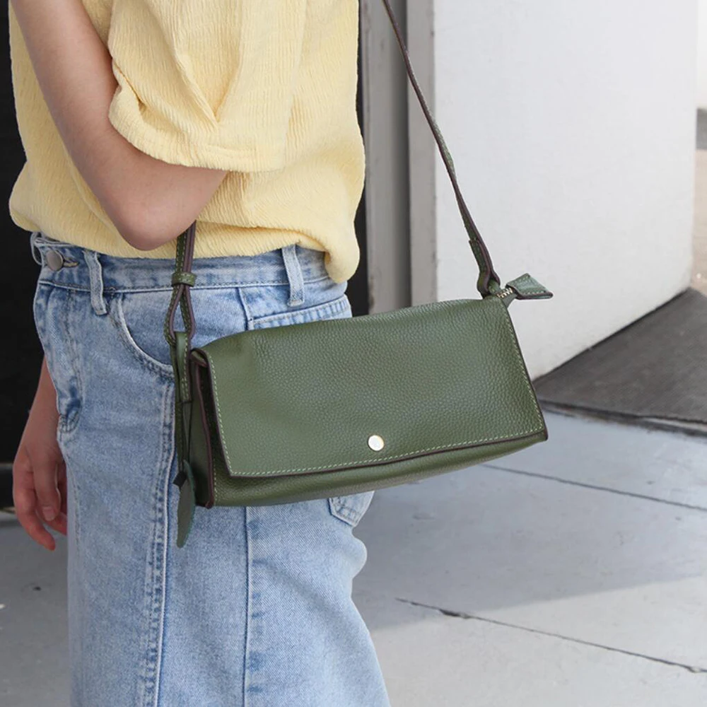 

Модные маленькие сумки через плечо для женщин, портативные дамские сумочки на ремне из натуральной кожи с клапаном, роскошные сумки через плечо