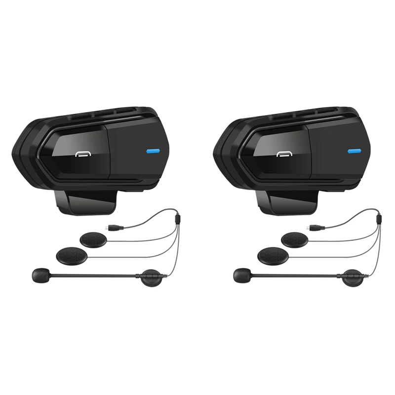 

2X B35 Motorcycle Intercom Microphone, Bluetooth 5.0 Helmet Headset Interphone FM Radio HI-FI Sound Quality Siri Black