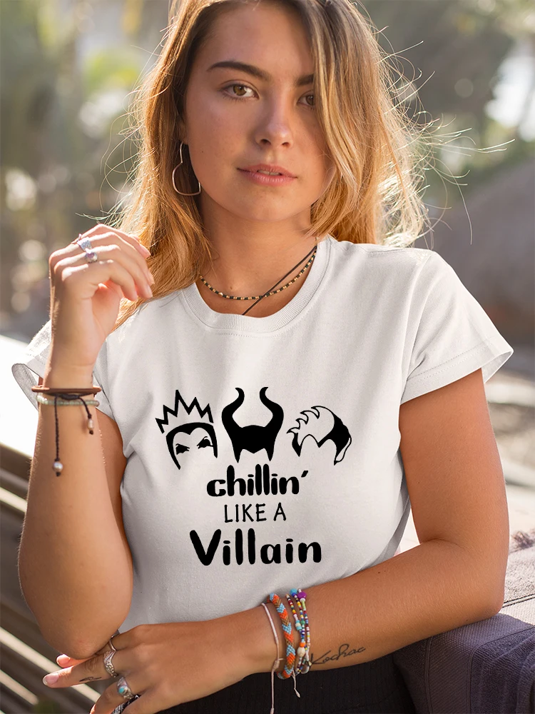 

T Shirt Women Summer Disney Anime Villain Bad Girl Trendy Leisure White Comfy Print Graphic T-Shirt Harajuku Disney Brand Tshirt