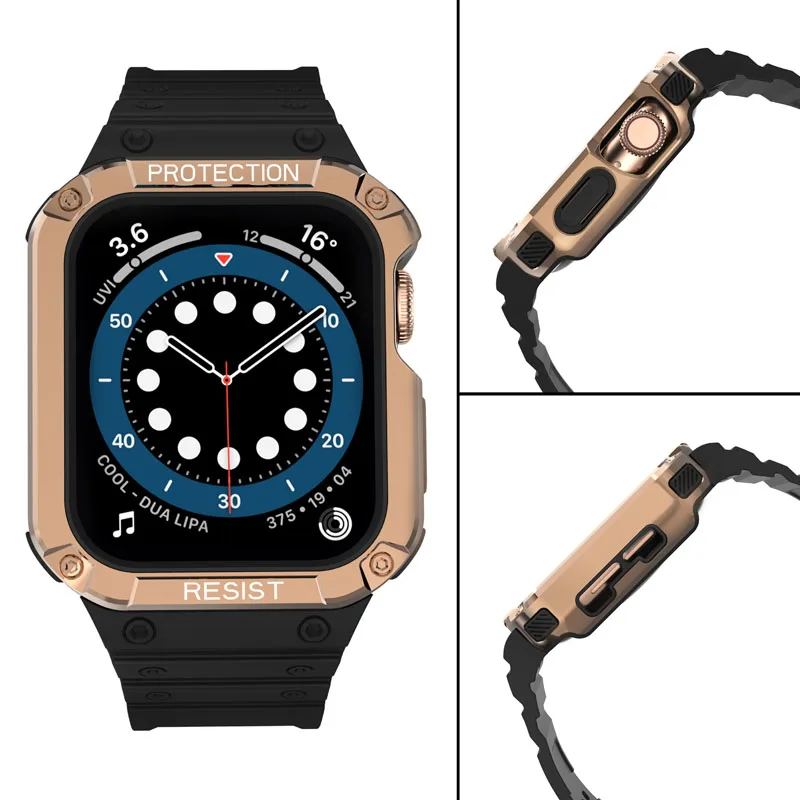 Ремешок и чехол для Apple Watch series 7 Band 45 мм с бампером прочные мужские ремешки