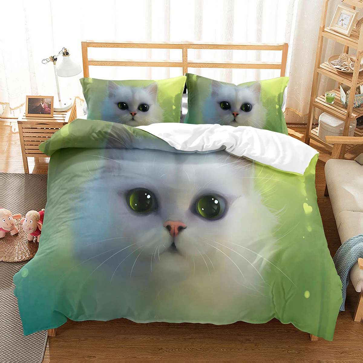 

Cat Duvet Cover Set Pet Cats Pattern Twin Bedding Set Cute Kitten for Boys Polyester Mysterious Cute Cat King Size Quilt Cover